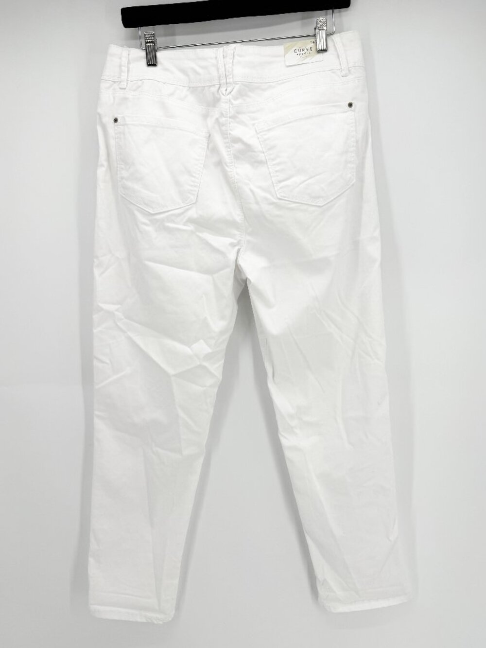 CURVE APPEAL High-Rise Straight-Leg WHITE JEANS NWT 14/32 - Picture 7 of 13